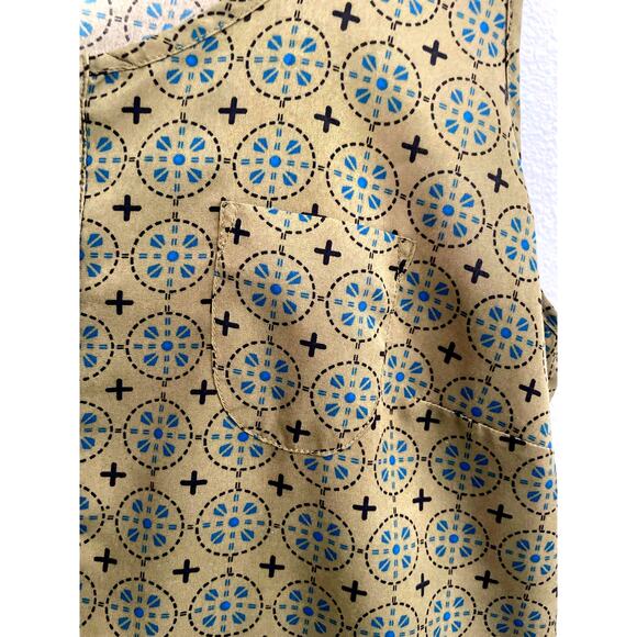 Gap Women's Sleeveless Olive Green Blue Floral Racerback Tank Large - Picture 3 of 10